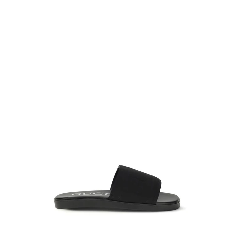 Black Fabric Flat Sandals - Men