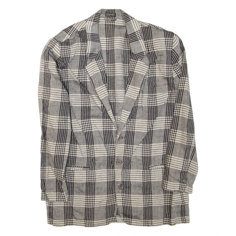 ESPRIT Mens Blazer Jacket Grey Check L