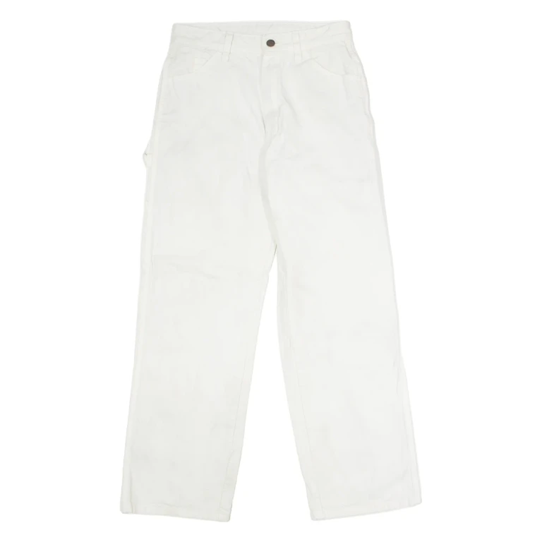 DICKIES Workwear Carpenter Mens Twill Trousers White Regular Straight W28 L30