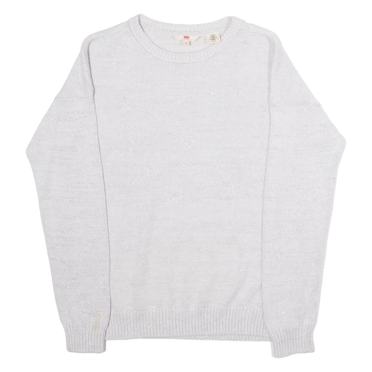 LEVI'S Womens Jumper Grey Crew Neck Tight Knit S