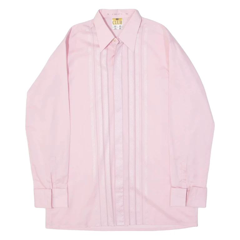 Mens Formal Shirt Pink Linen Long Sleeve M
