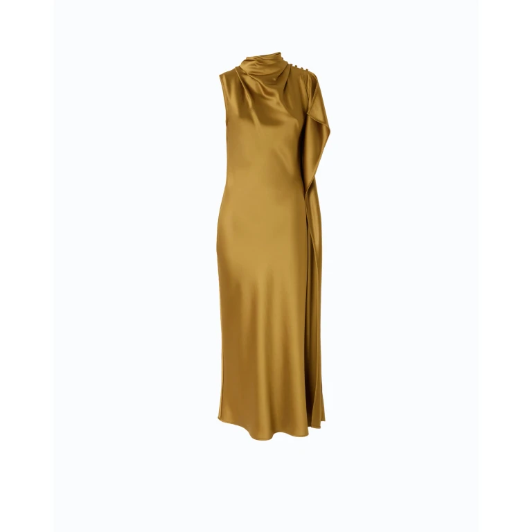 Robe longue asymétrique en satin - 36