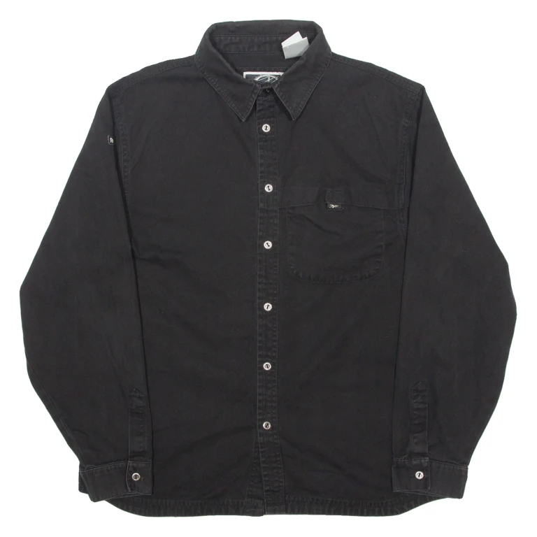 REEBOK Mens Plain Shirt Black Long Sleeve S