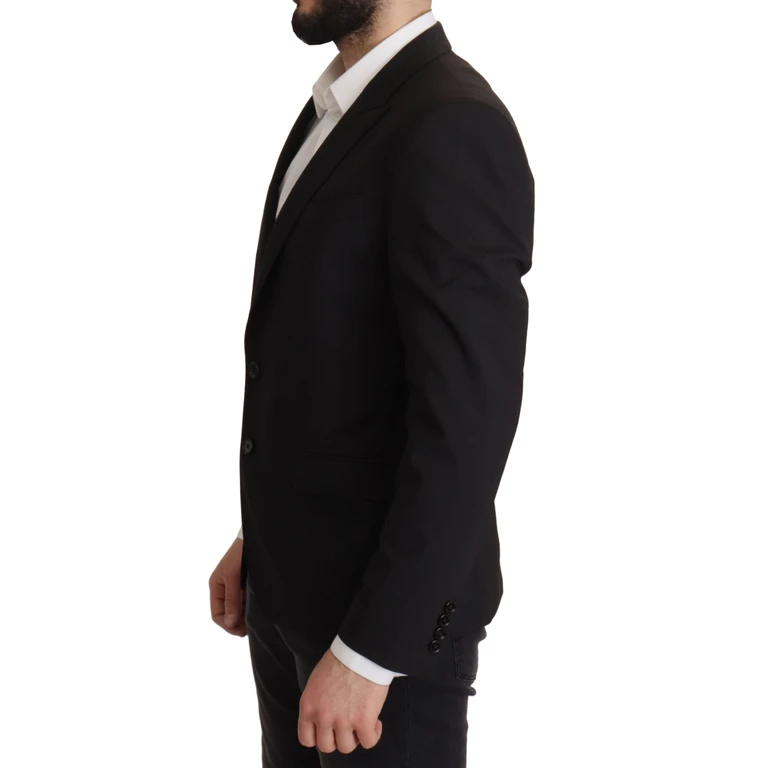 Dolce & Gabbana Black Single Breasted Jacket Martini Blazer Virgin Wool Elastane Clothing - Men