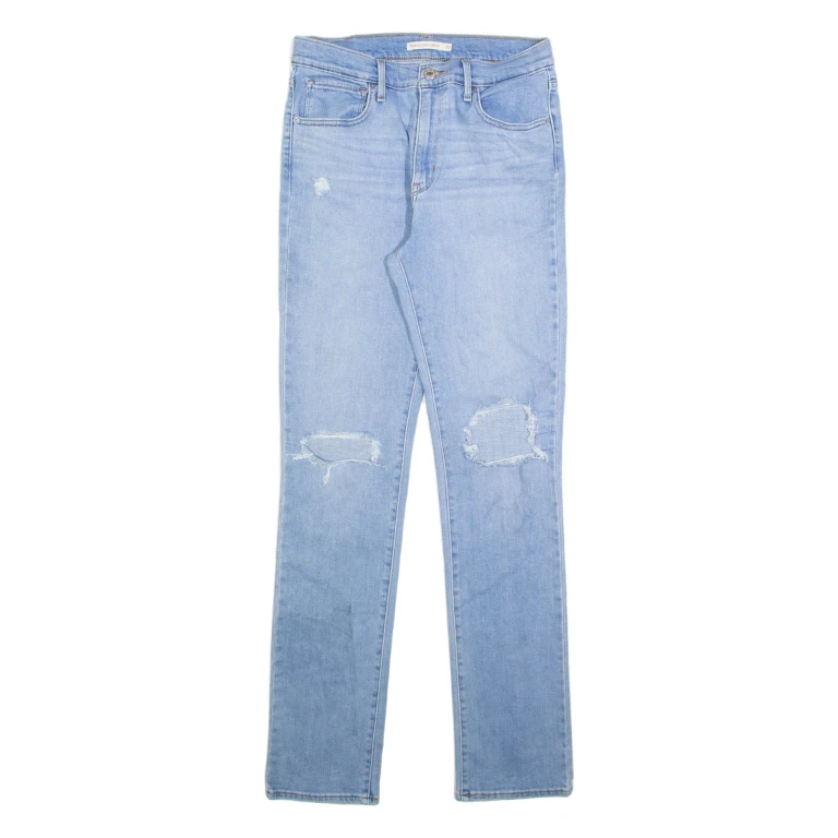 LEVI'S 724 Distressed Womens Jeans Blue Regular Straight W30 L32