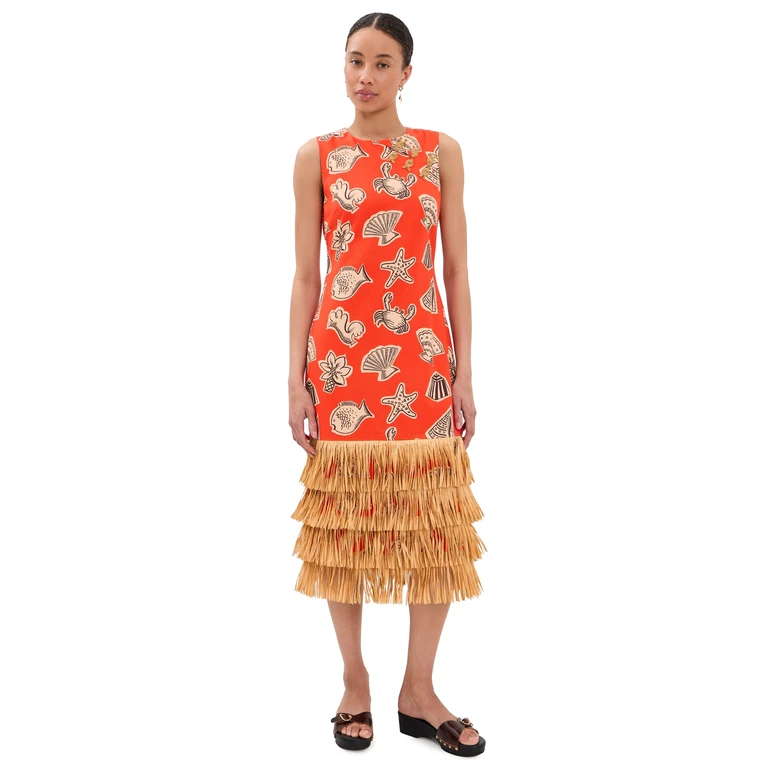 SIMONMILLER Jooni Linen Dress Playful Sea Print M