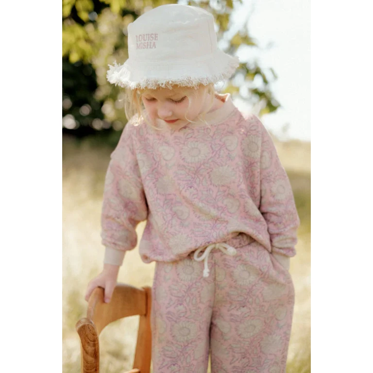 Kids Reversible Sun Hat Lajik - Pink Daisy Print - 3-6 months