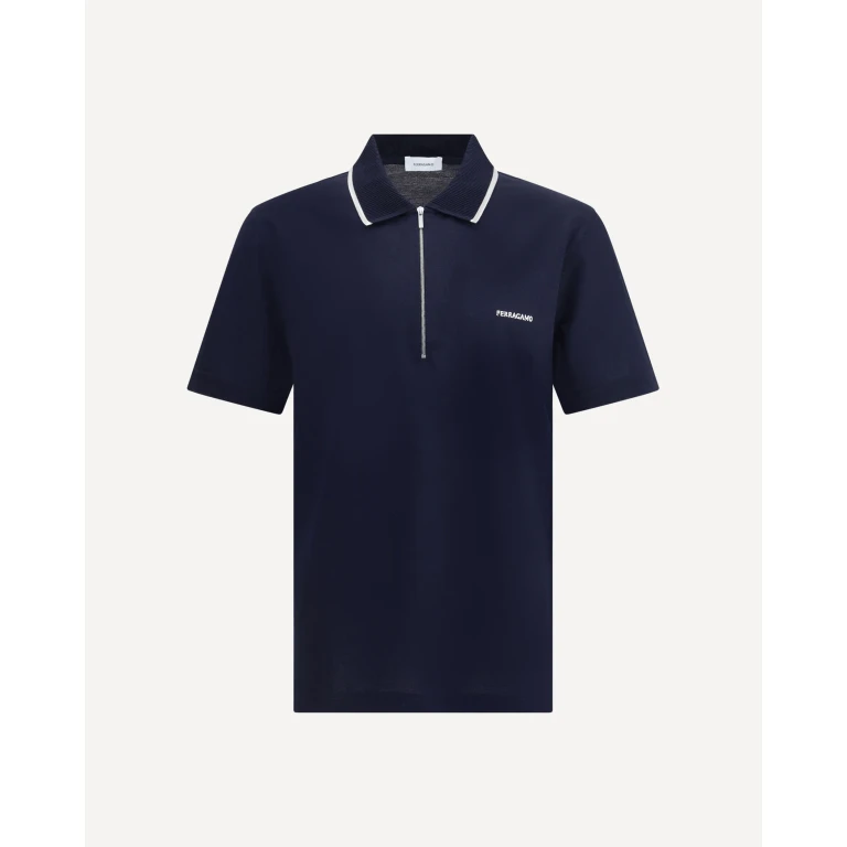 FERRAGAMO Zip Polo Shirt Male XL