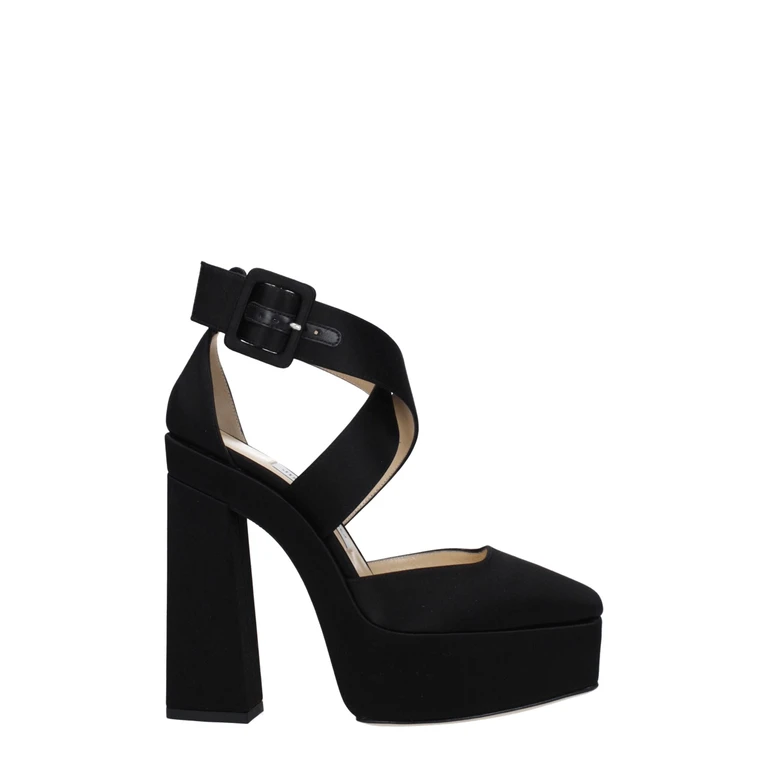 Black Satin Platform Sandals - Women