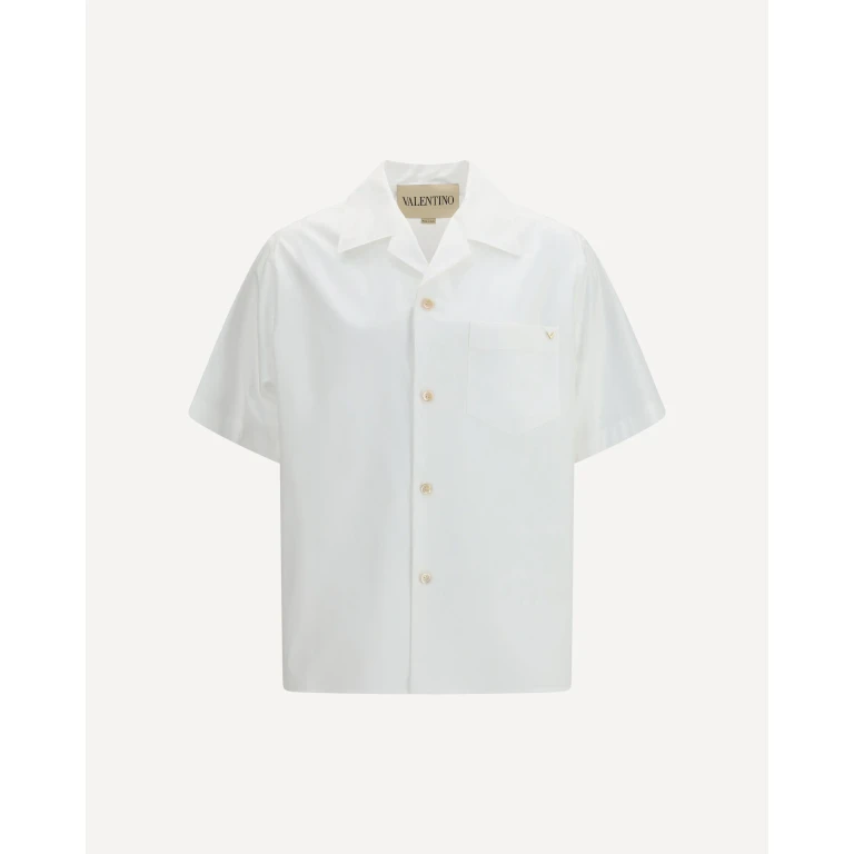 VALENTINO Cotton poplin bowling Shirt with VGold Male 48