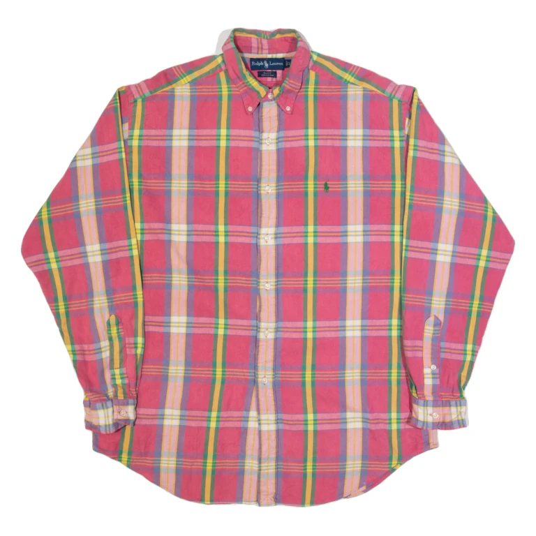 RALPH LAUREN Blake Mens Shirt Pink Check Long Sleeve L
