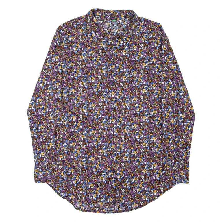 BENETTON Womens Shirt Purple Floral Long Sleeve S