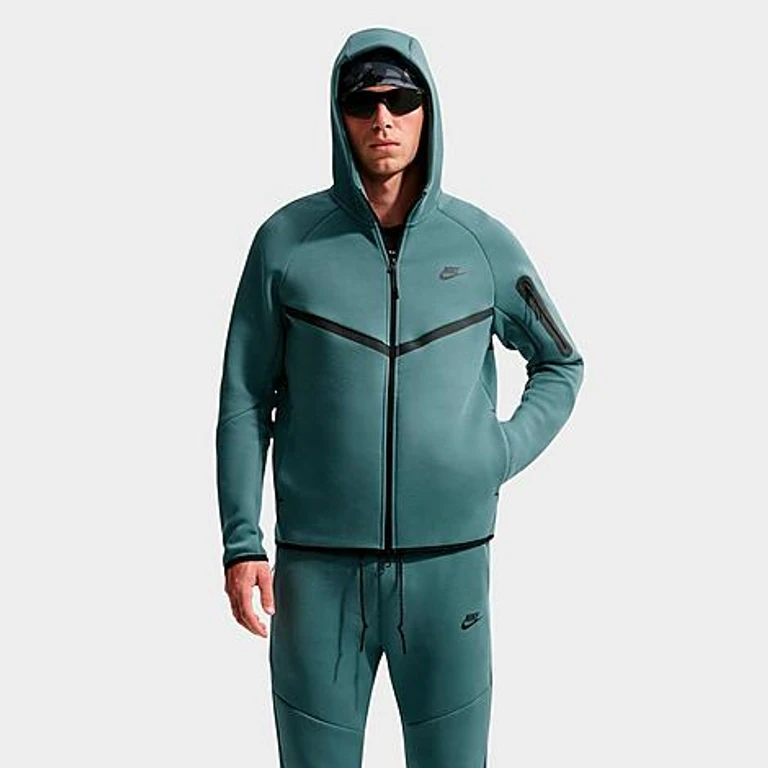 Nike Men's Tech Fleece Windrunner Full-Zip Hoodie in Mineral Slate/Black Size: XS