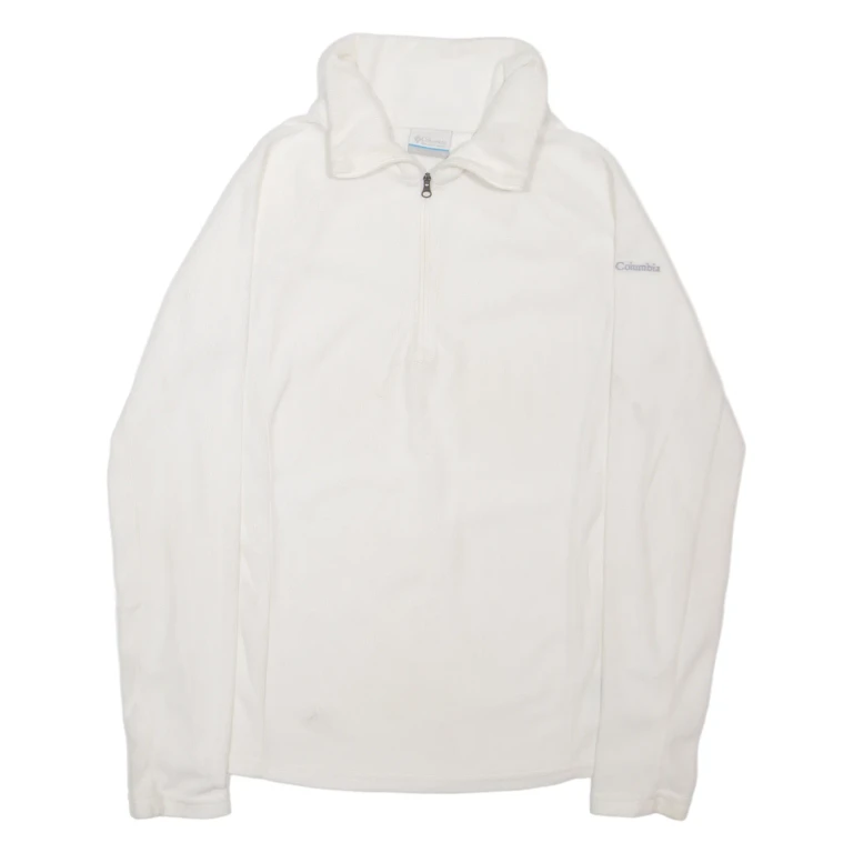 COLUMBIA Womens Fleece White 1/4 Zip S