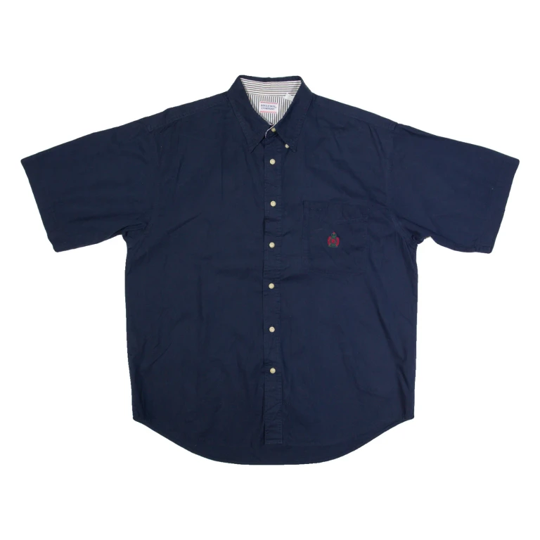 BUGLE BOY Mens Plain Shirt Blue 90s XL