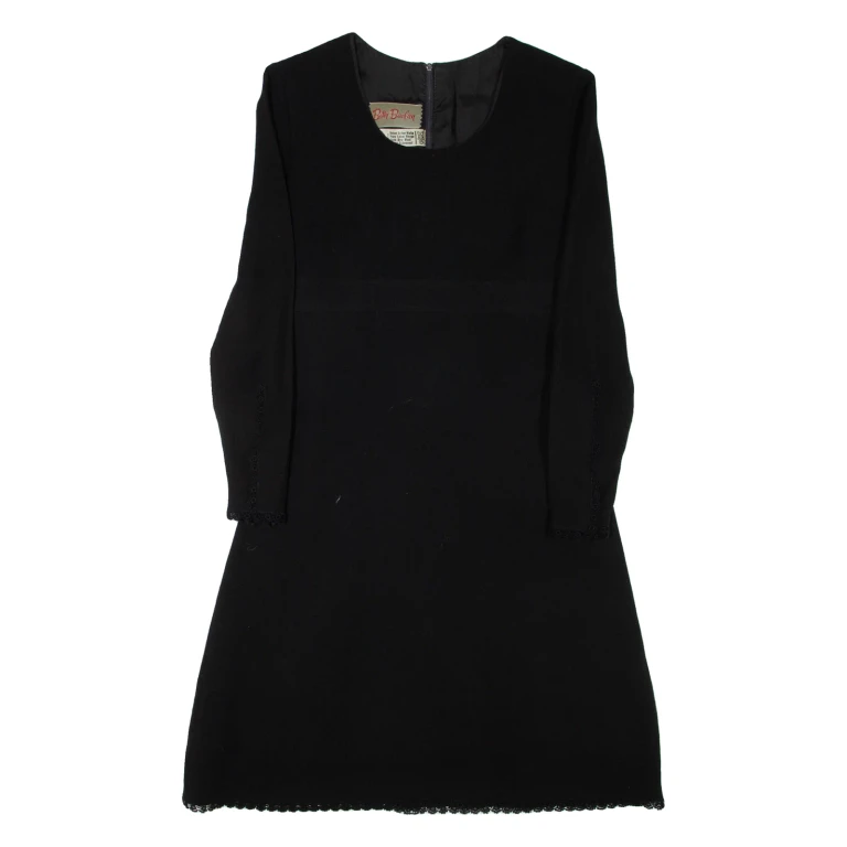BETTY BARCLAY Womens Day Dress Black Wool Long Sleeve Knee Length S