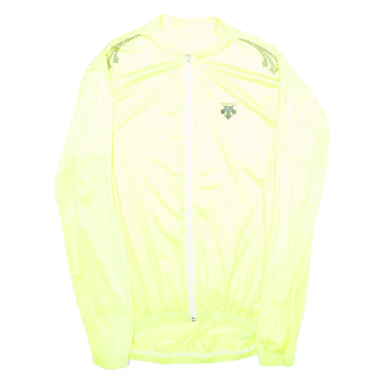 Full Zip High Vis Cycling Mens Jersey Yellow Long Sleeve L