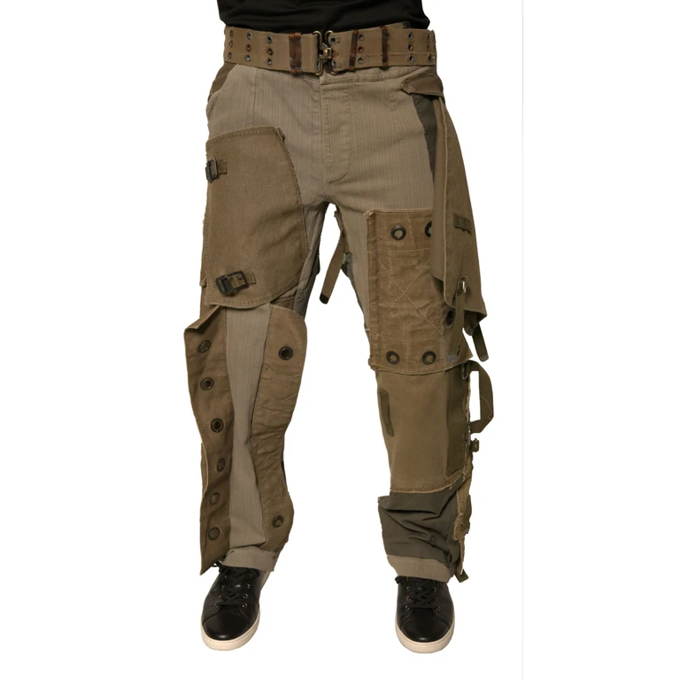 Dolce & Gabbana Multicolor Reconstructed Flight Cargo Pants Cotton Hemp - Men
