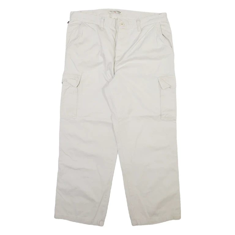 RALPH LAUREN POLO JEANS COMPANY Cargo Womens Trousers Beige Straight W34 L26