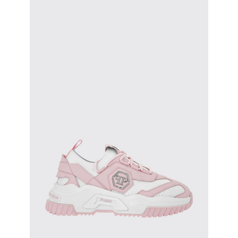 Low-Top Sneakers in Crochet Knit with Bicolour Monogram Pattern (UAESUSC0882PTE003N0103)