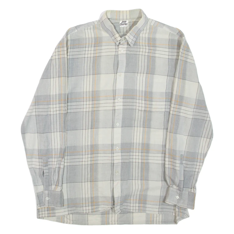 JEAN CHARLES Mens Shirt Grey Check Long Sleeve M