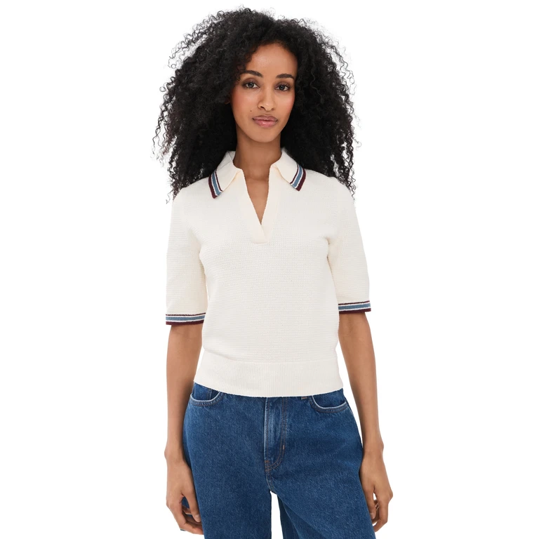 Quinelle Knit Polo Ecru S
