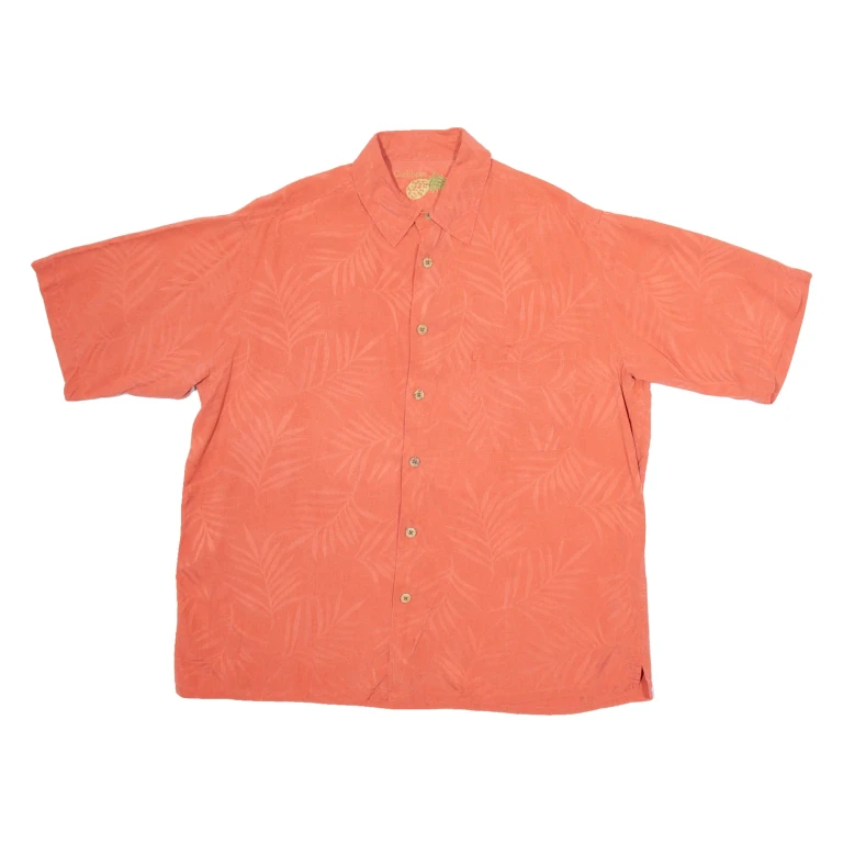 CARIBBEAN Mens Shirt Red Silk Floral L