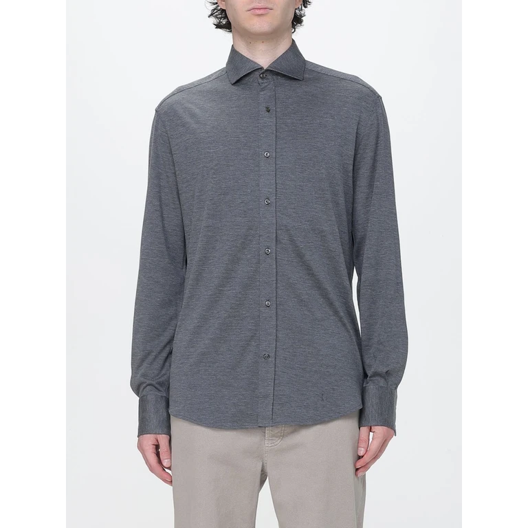 Slim Fit Silk and Cotton Shirt with French Collar (MH8366686C572)