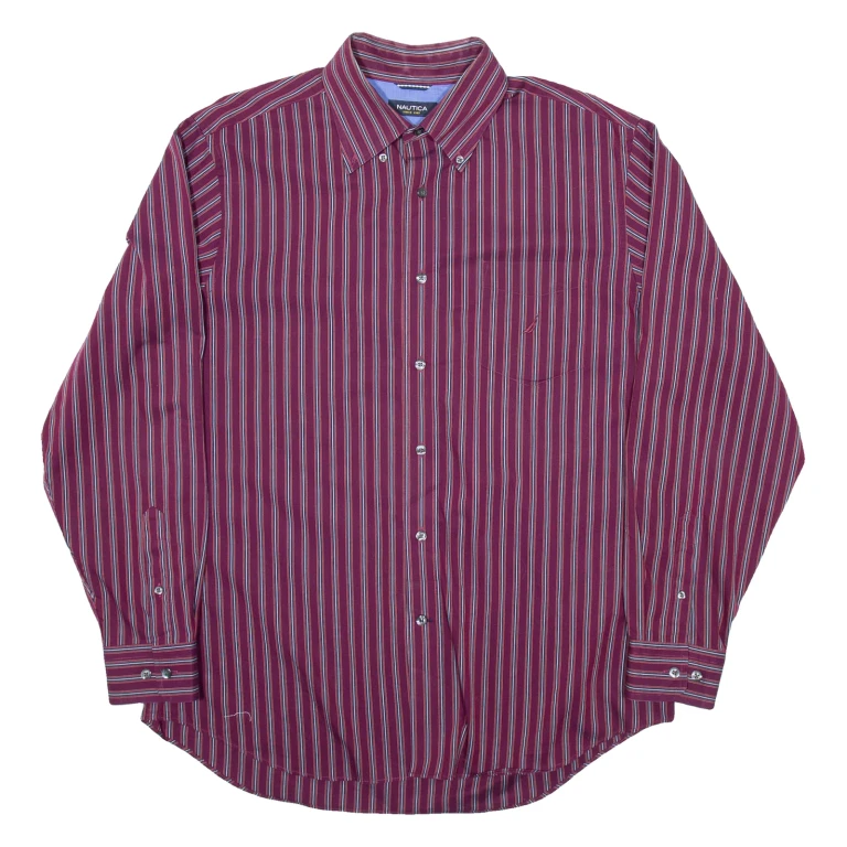 NAUTICA Mens Shirt Purple Pinstripe Long Sleeve L