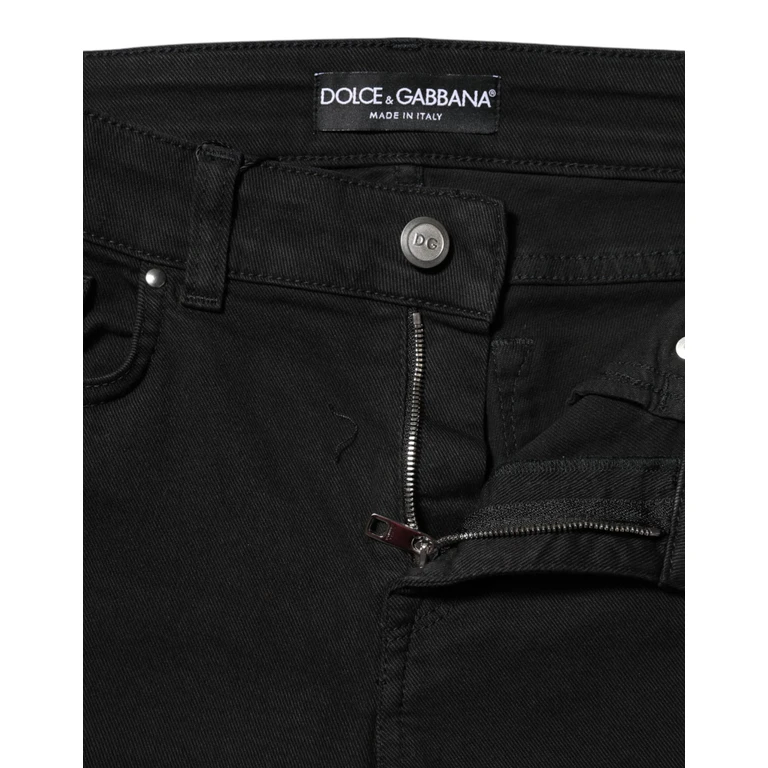 Dolce & Gabbana Black Cotton Logo Skinny Midwaist Denim Jeans Elastane Clothing - Women