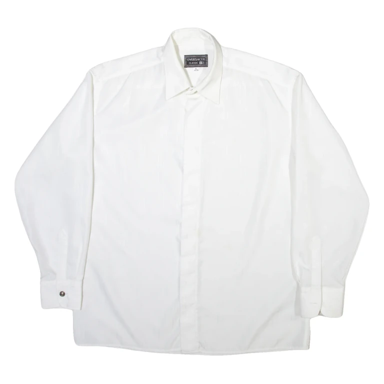 VERSACE Mens Plain Shirt White Long Sleeve XL