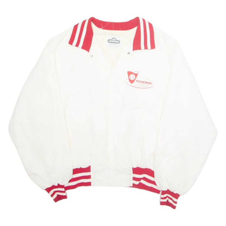STARTER Mens Varsity Jacket White USA XL