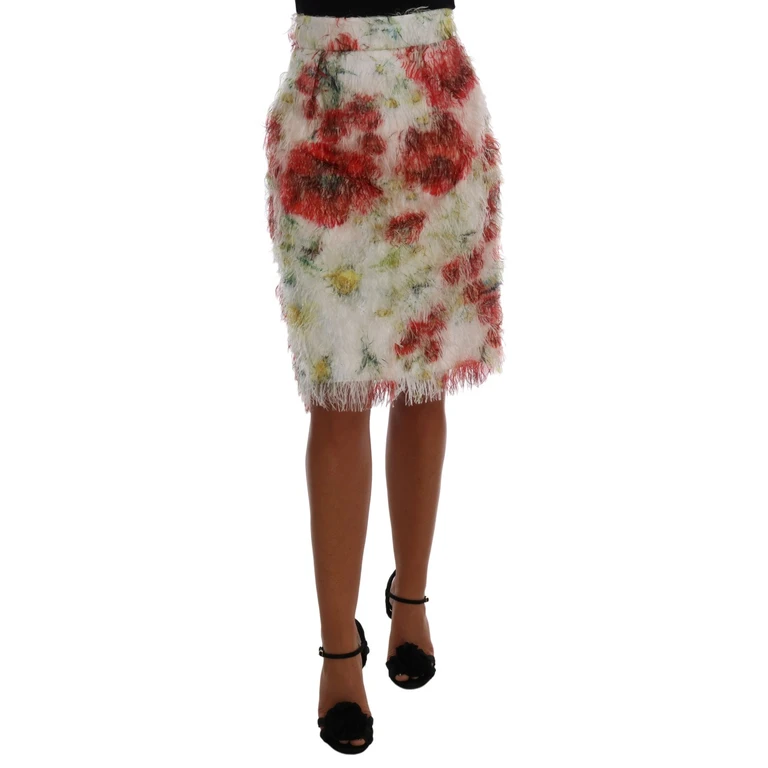 Floral Patterned Pencil Straight Skirt Polyester - Women