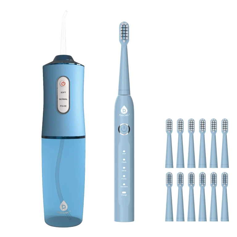 Rechargeable Water Flosser & USB Electric Toothbrush with 12 Brush Heads - Advanced Oral Care Set