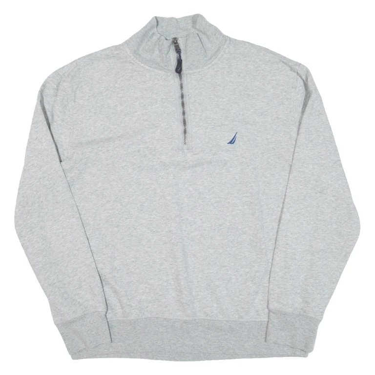 NAUTICA Mens Sweatshirt Grey 1/4 Zip L