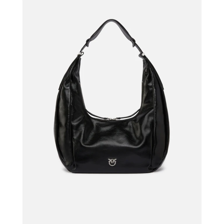 Pinko - Grand sac porté épaule Hobo Slouchy en cuir brillant