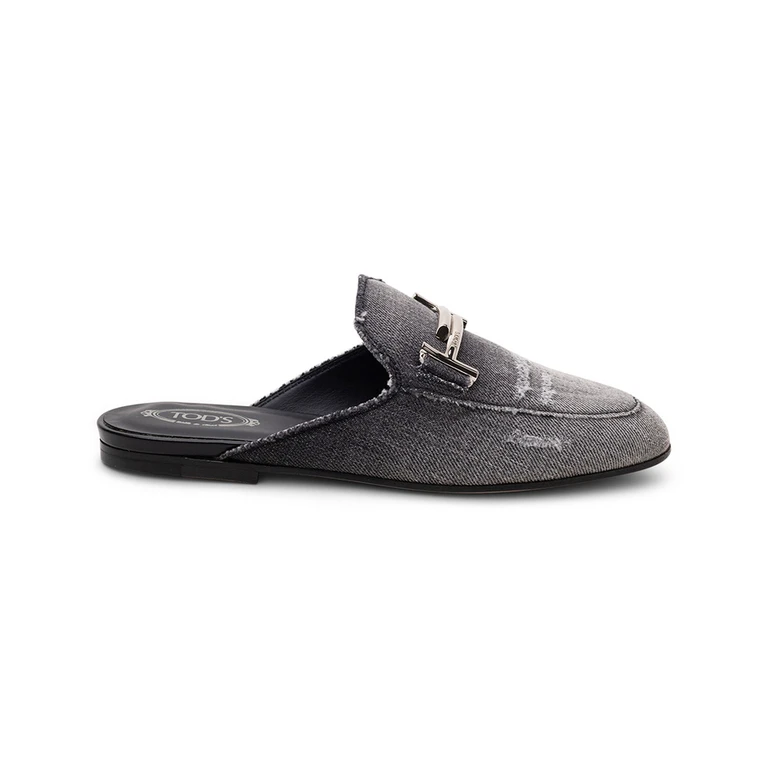 Tod's Denim Logo Mules
