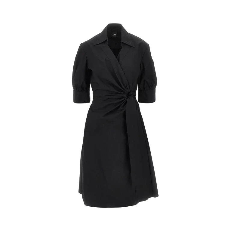 PINKO Stretch cotton wrap-over midi dress Woman 38