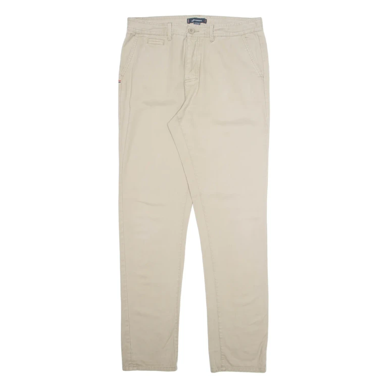 KANGOL Chino Mens Trousers Cream Regular Tapered W32 L34