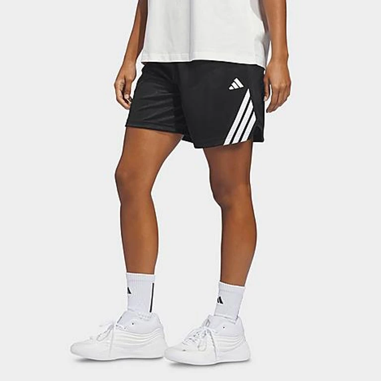 adidas Women's 3-Stripes Basketball Shorts in Black/White Size: XS
