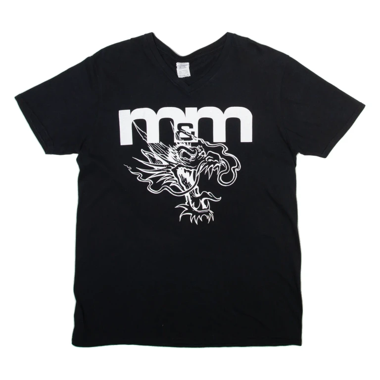 GILDAN M&M Mens T-Shirt Black V-Neck L