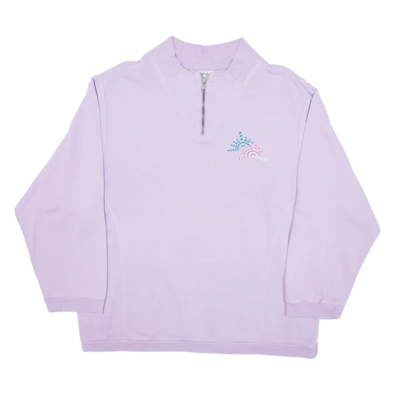 ADIDAS Womens T-Shirt Purple Long Sleeve 1/4 Zip L