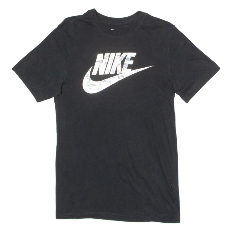 NIKE Mens T-Shirt Black Crew Neck S