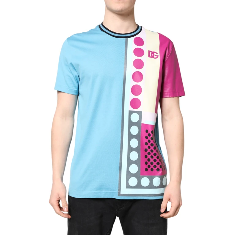 Dolce & Gabbana Multicolor Printed Logo Short Sleeve T-Shirt Cotton - Men