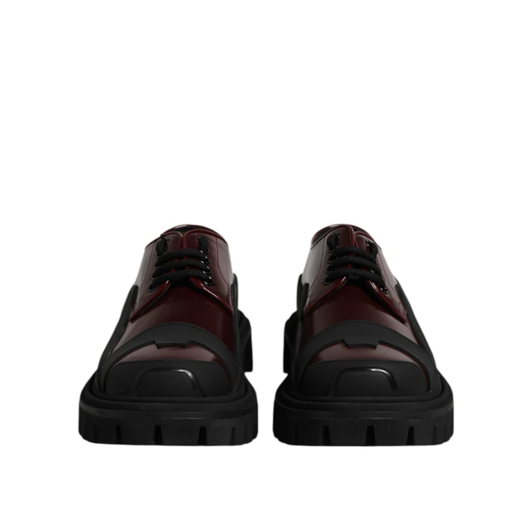 Dolce & Gabbana Red Leather Lace Up Trekking Dress Shoes Calf - Men