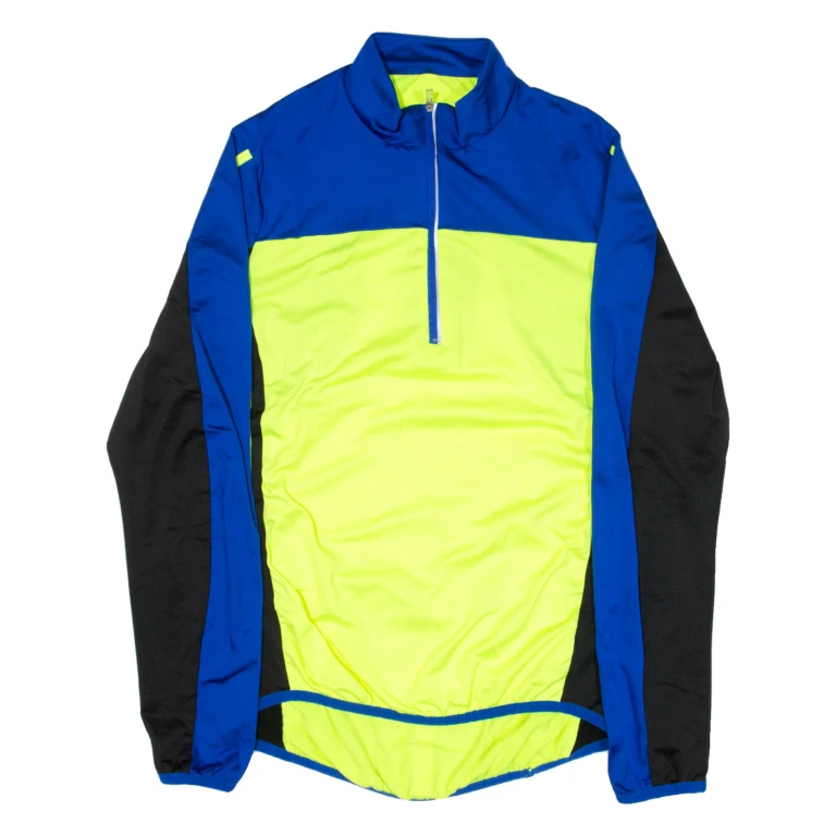 CRANE Cycling Mens Jersey Blue Long Sleeve 1/4 Zip S