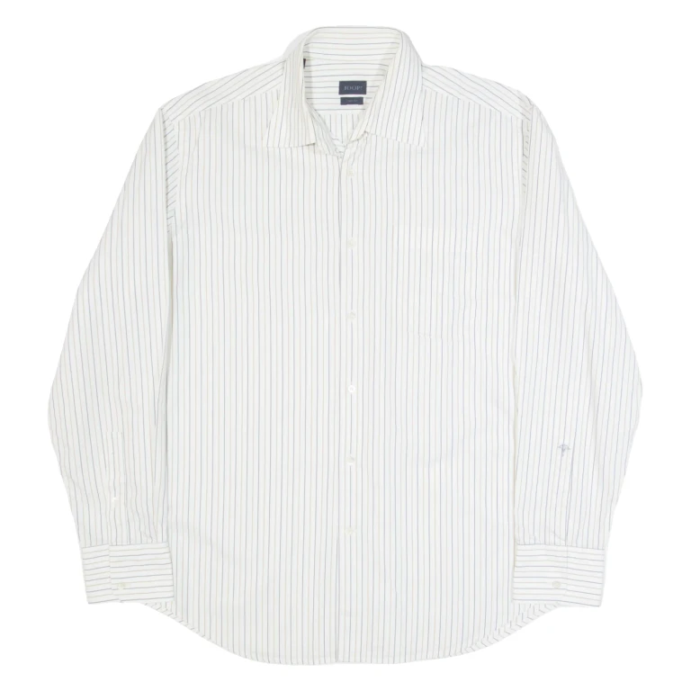JOOP! Mens Shirt Cream Striped Long Sleeve L