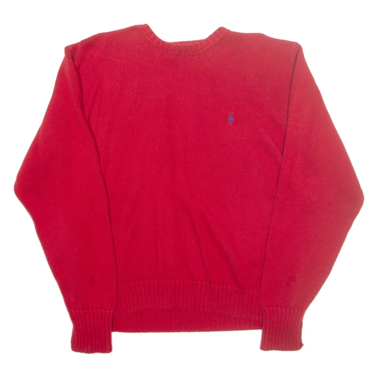 POLO RALPH LAUREN Mens Jumper Red Tight Knit L
