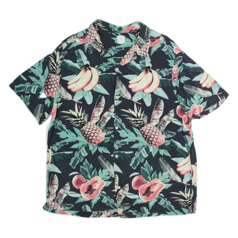 H&M Mens Hawaiian Shirt Black L