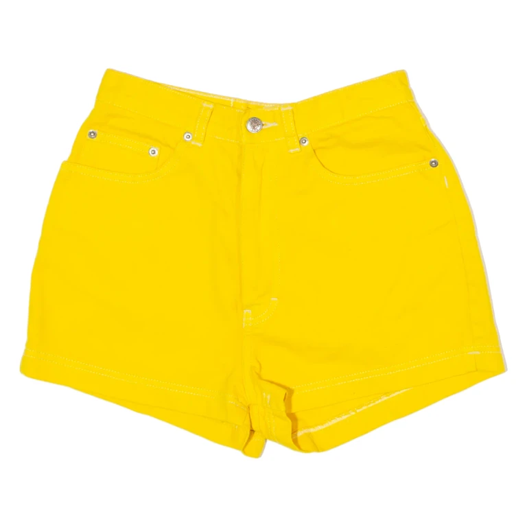 TEDDY'S Womens Denim Shorts Yellow Slim 90s XS W25